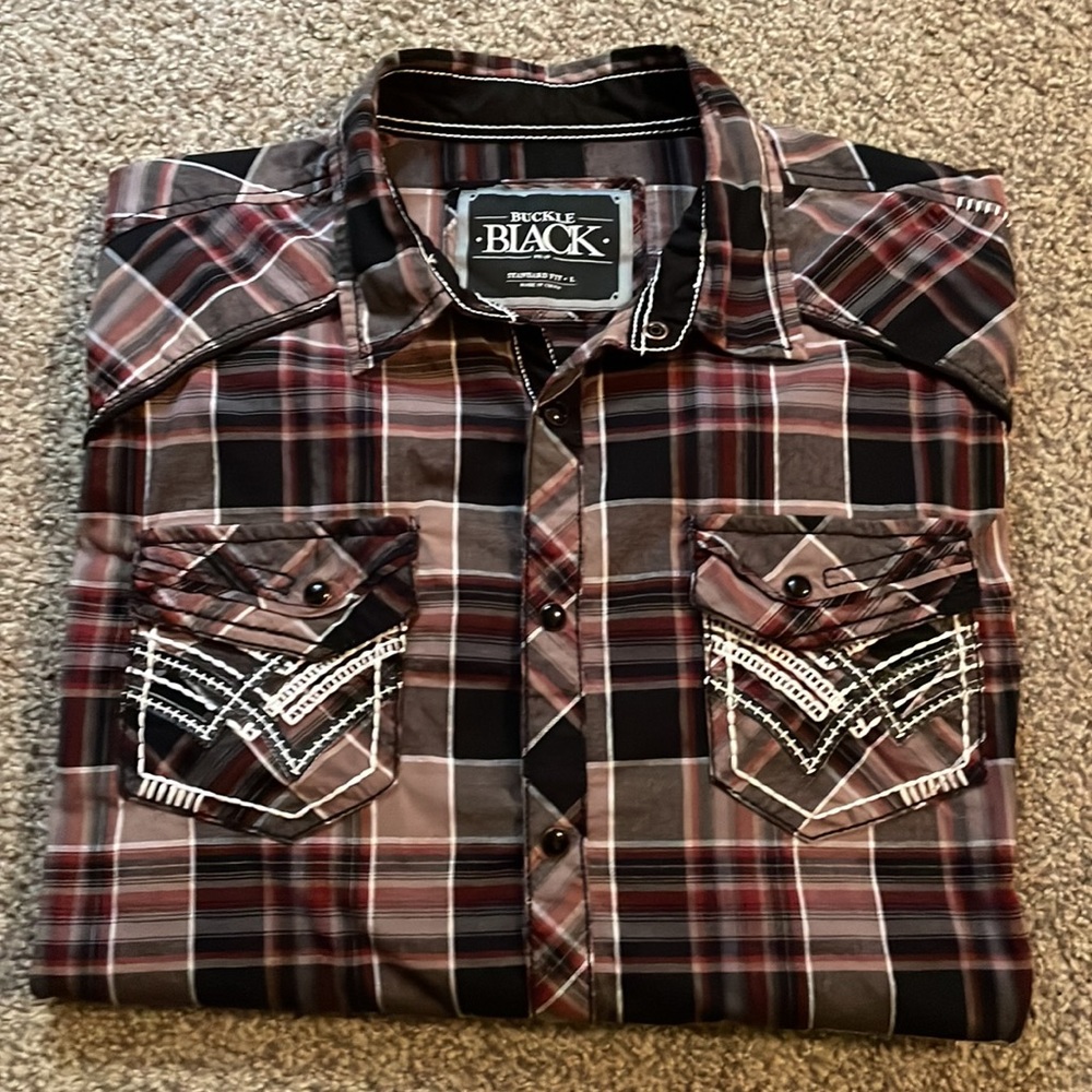 Buckle Black Standard Fit Button Down Shirt